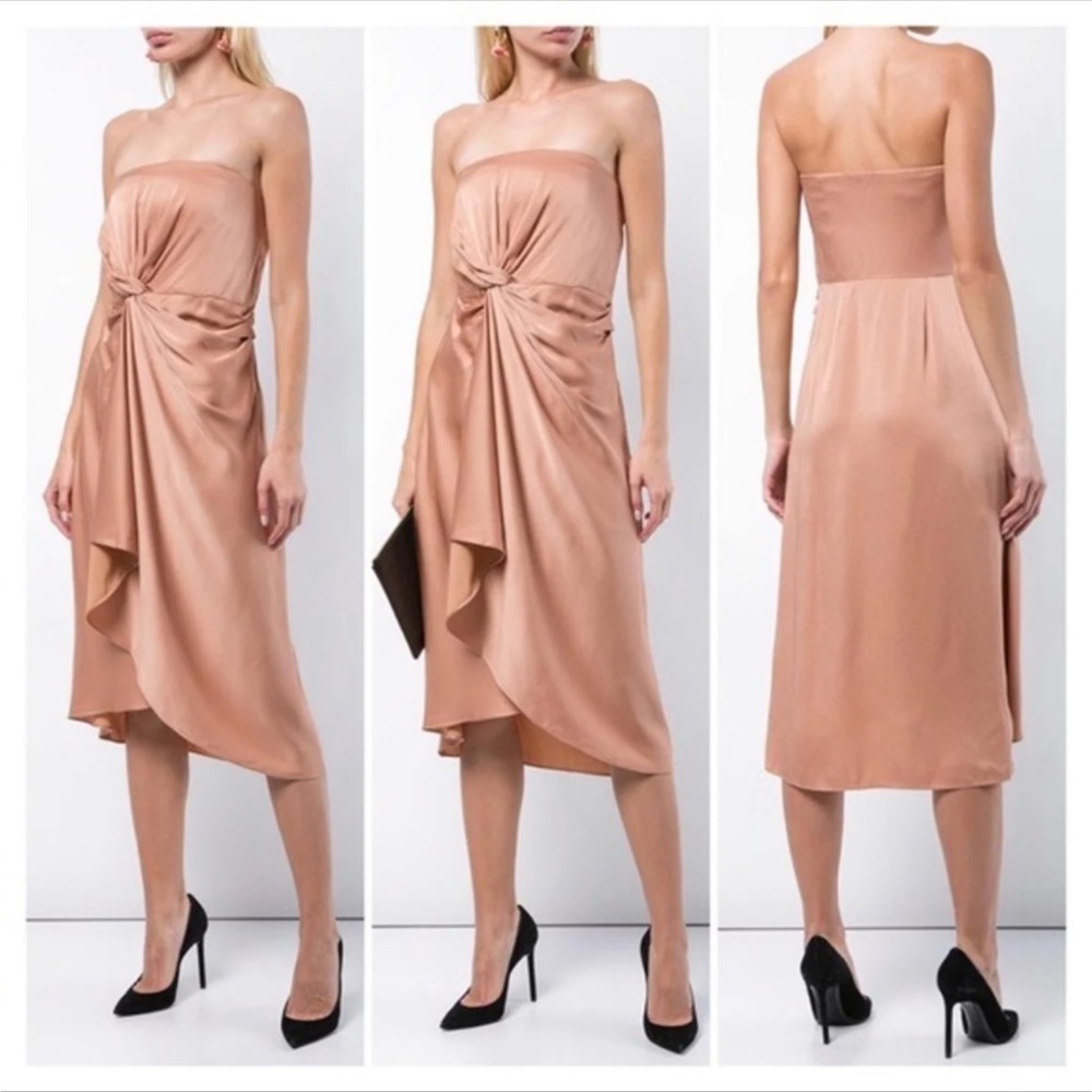 NWT A.L.C. Roya Strapless Knot-Front Midi Dress